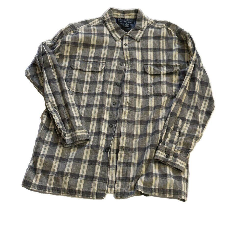 Y2K Anchor Blue plaid flannel shirt – XL